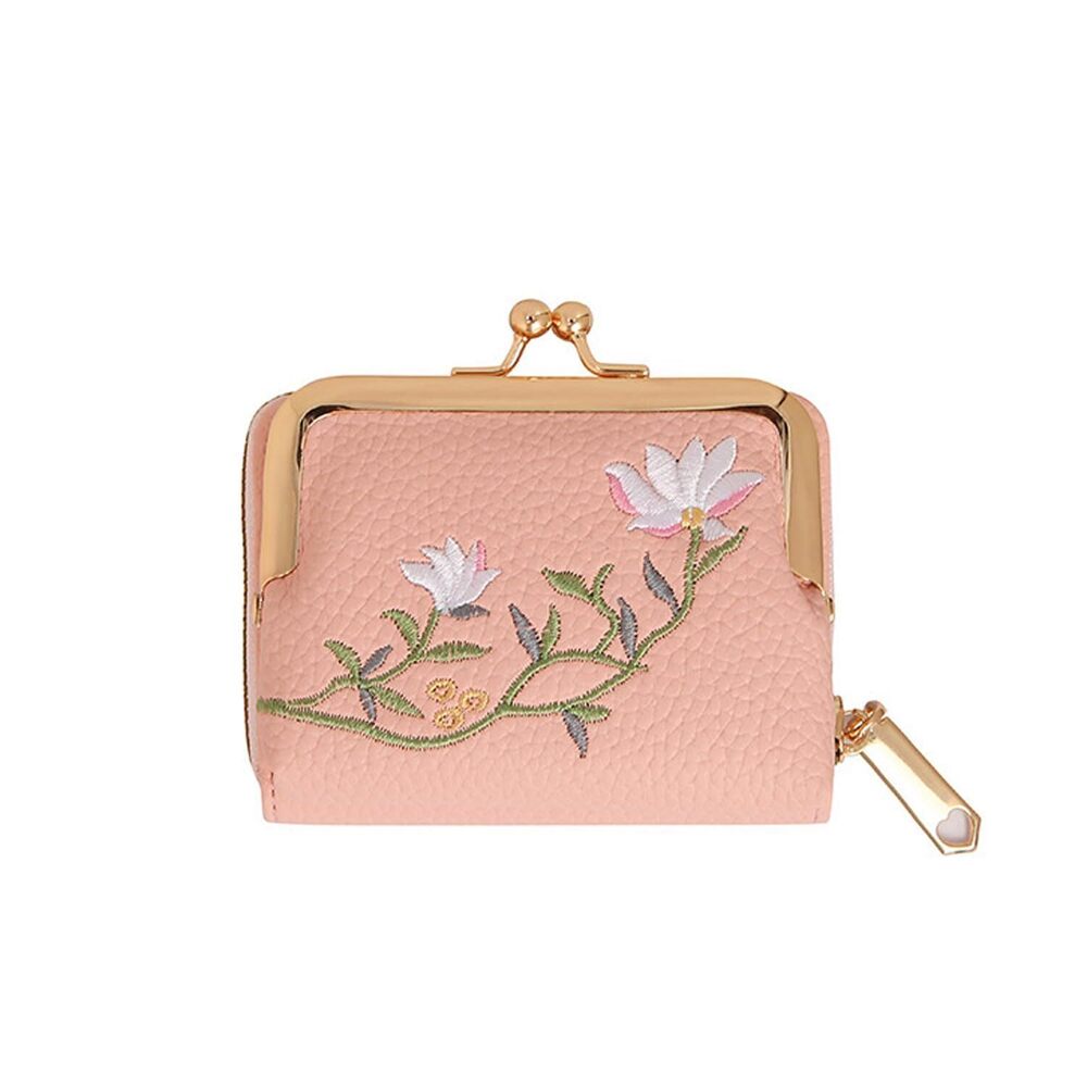 9302 Vintage Wallet Credit Card Holder Cute Flower Coin Purse, Pink Girls